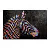 Animal head Pictures Modern Semi Abstract Colorful Zebra Oil Painting