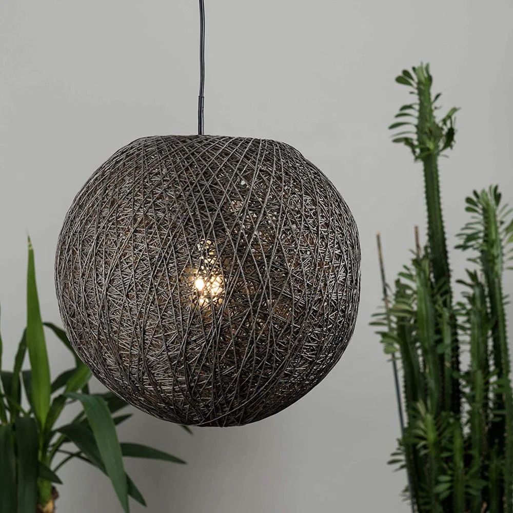 Globe Ball Style Wicker Black Rattan Lamp Shades For Sale Natural ...