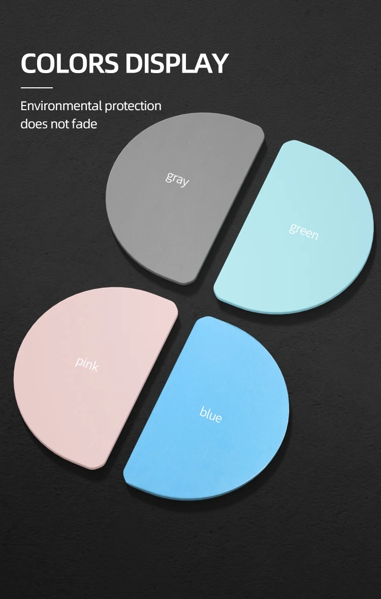 Popular semicircle diatomite bath mat with anti-slip mat