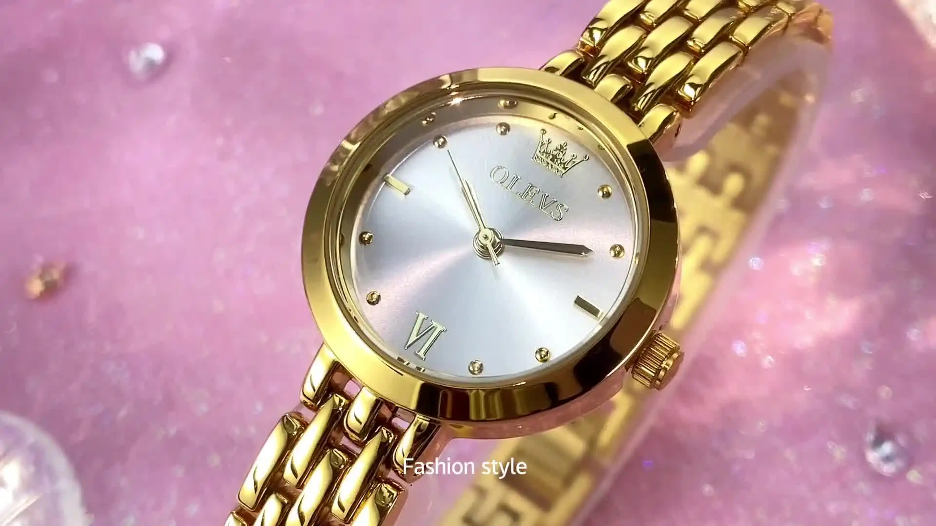 OLEVS 9992 New Trendy Gold Women Luxury Sport Wrist Watch Shiny