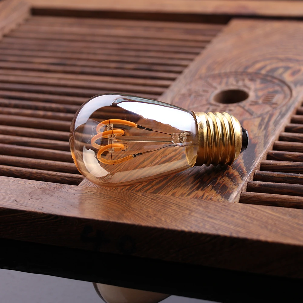 st14 琥珀色玻璃螺旋 led 灯丝灯泡 1w 2200k 可调光防水复古字符串