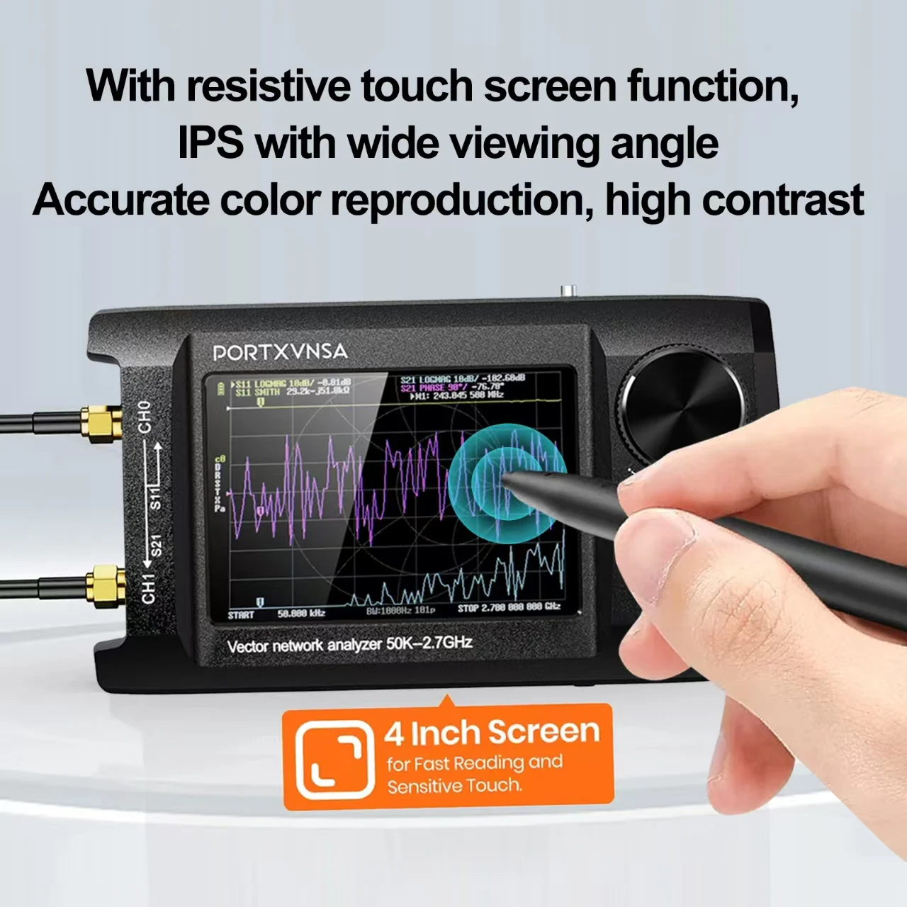 PORTXVNSA Nano VNA-H4 Plus Handheld Vector Network Analyzer 50KHz-2 ...