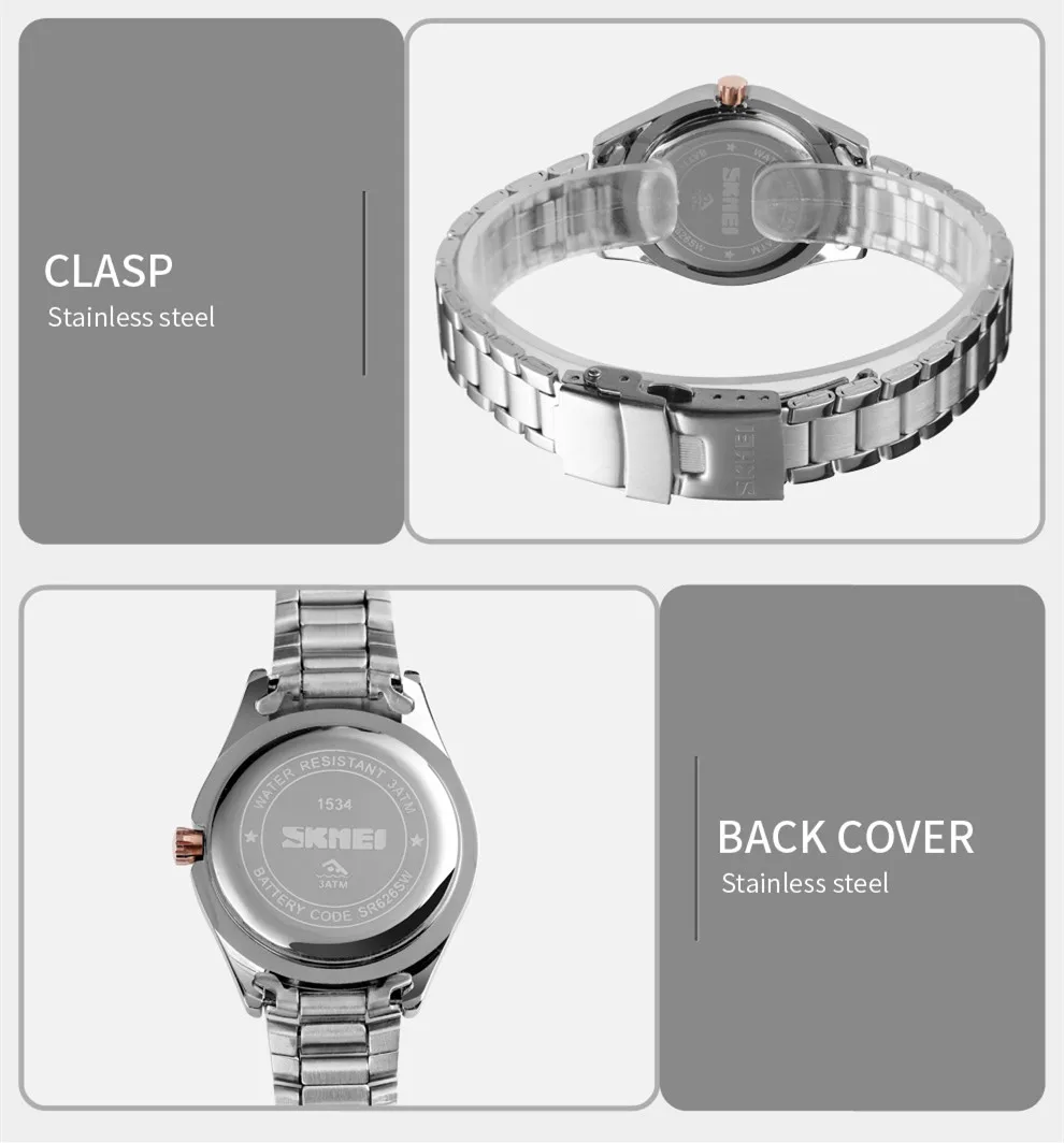 Нові SKMEI 1534 жіночі наручні годинники з нержавіючої сталі водонепроникні жіночі годинники