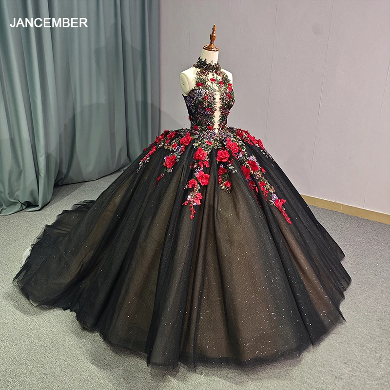 red and black quinceanera dresses Dark Prom Gown with Appliques US16 _cm/inch (measured from middle shoulder to nipple)shoulder to waist Black Quinceanera Dresses Floral Applique