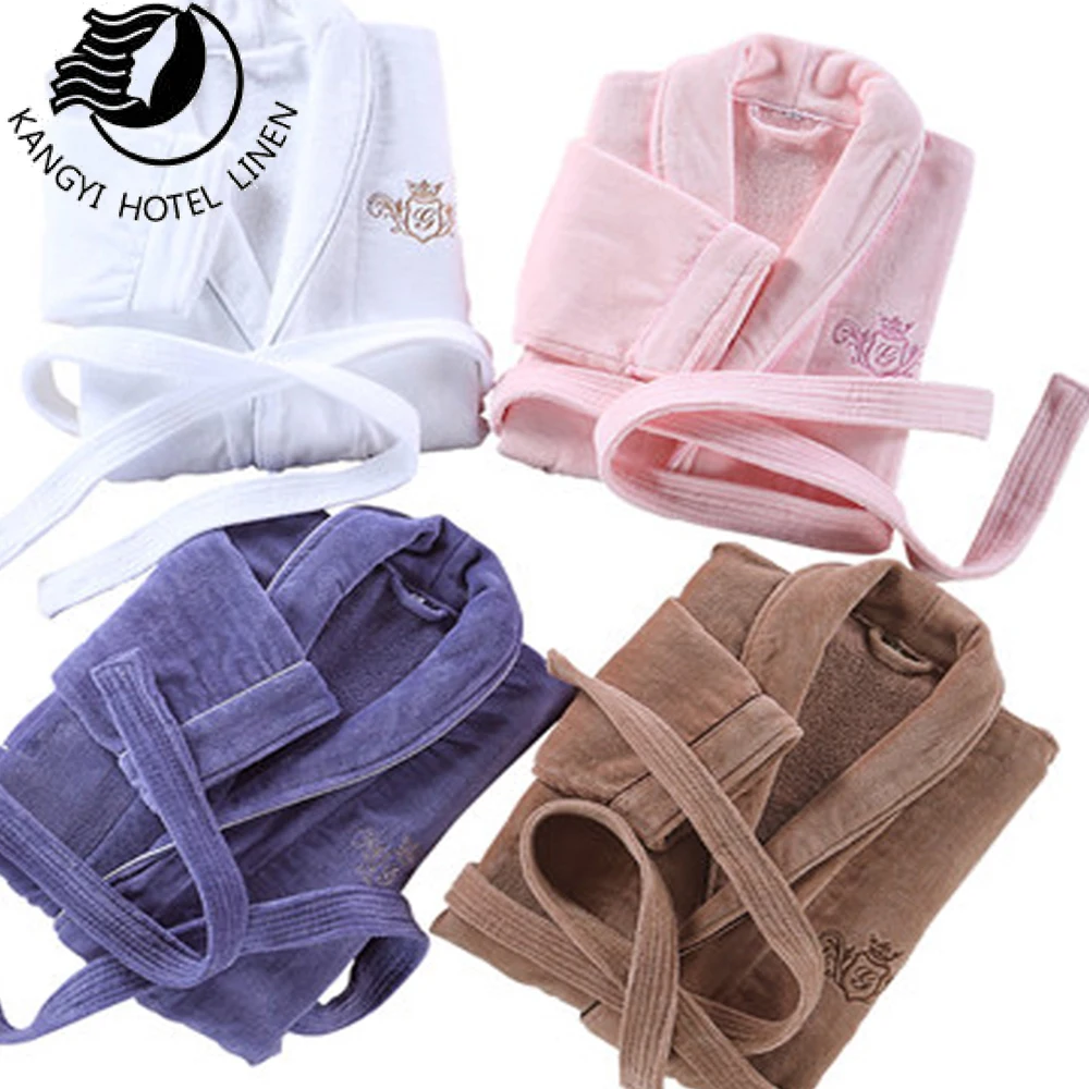 5 Star Hotel Bath Robe Luxury White Soft Velvet Robe Flannel Fleece ...