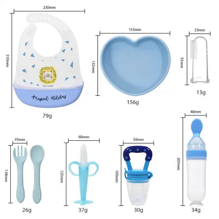 Wholesale Bib Plate Silicone Tableware Baby Products Bowl Spoon Kid Dining Eating Non Toxic Weaning Baby Feeding Set supplier