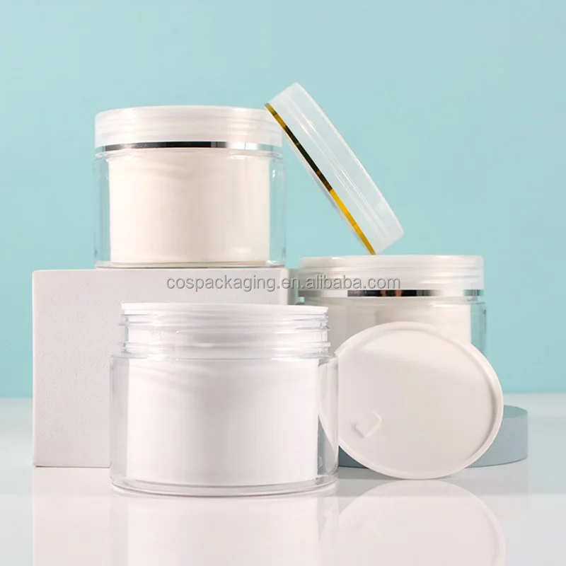 Double Wall Pet Plastic Cream Jar Wide Mouth Facial Mudpack Pot Body