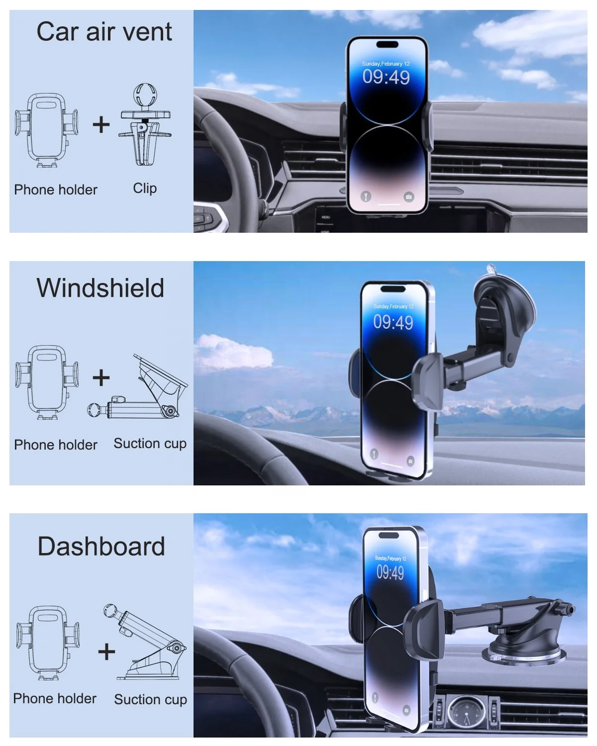 Phone Holder Car,Car Phone Holder Suitable For Car Dashboard/windshield