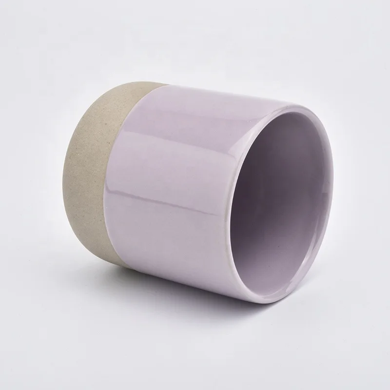 Purple glazed frosted ceramic candle jars votive candle tin holder home decor