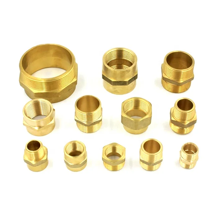 Brass Coupling Hex Nipple Adaptor Socket Bushing Plumbing Pipe Fitting