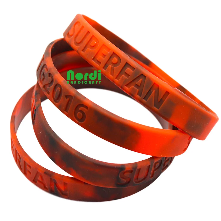 Low Price Custom Design Debossed Ink Injected Silicone Wristbands