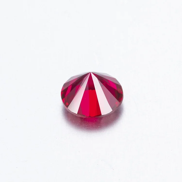 松散宝石刻面红宝石珠生动的红色圆形黄金首饰