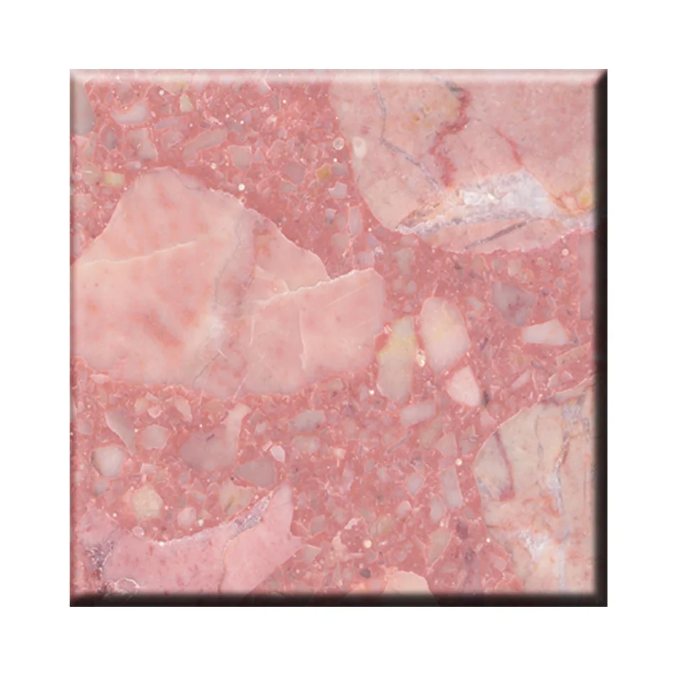 Peach Pink Big Grain Polished Artificial Marble Stone Floor Tiles 150x150, View artificial