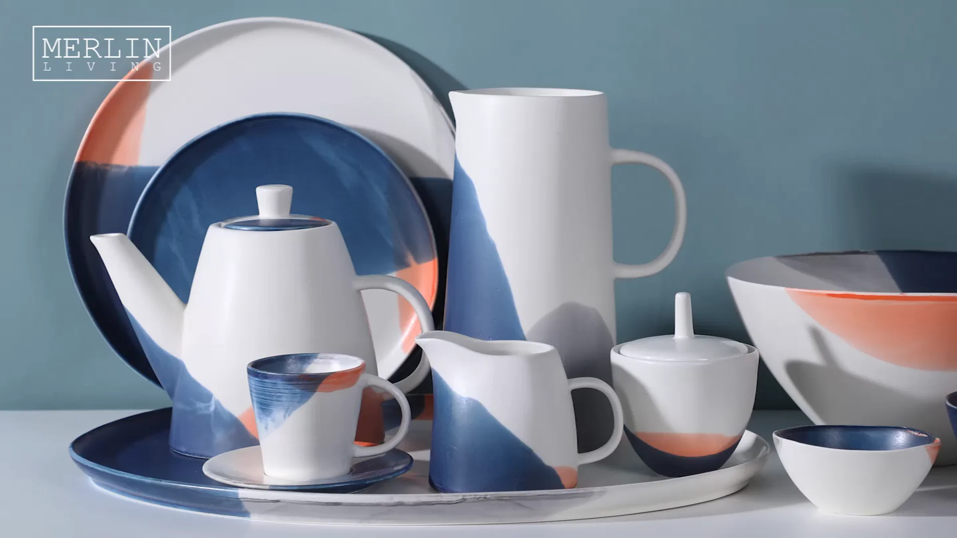 Living Room Tea And Coffee Sets Porcelain Modern Tiedyed Nordic