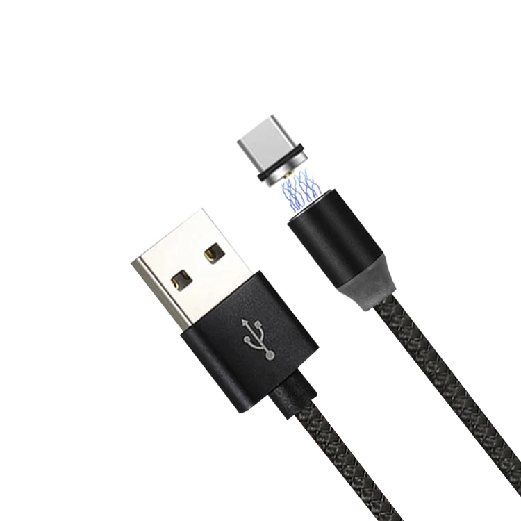 magnetic cable charger with led light easy connection mobile phone use magnet usb cable black 3.3ft