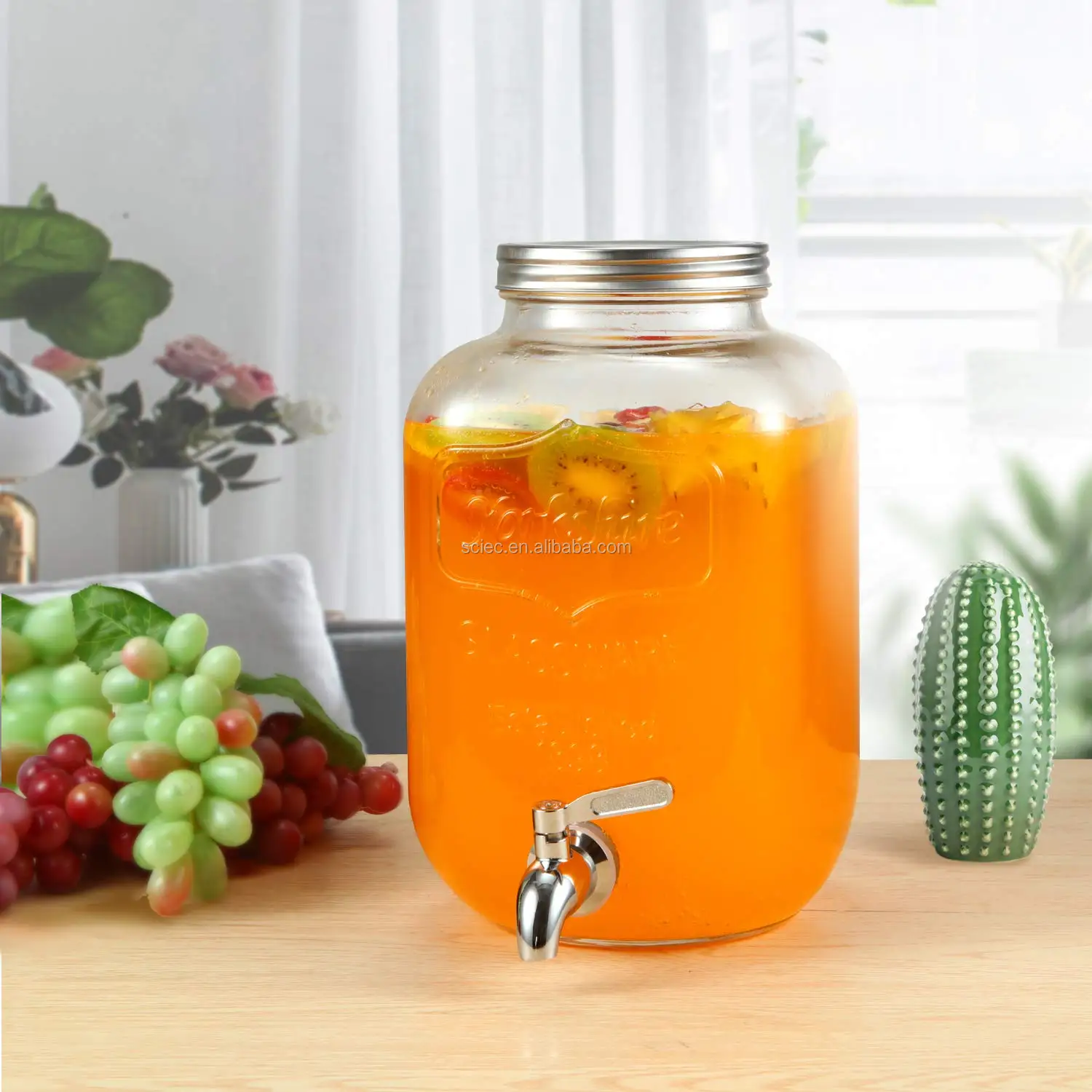 Hotsale Square 4l 5l 8l Yorkshire Glass Beverage Drink Dispenser Mason