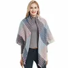 2019 Europe United States autumn winter new loop yarn with double sided color plaid scarf shawl Oversized Blanket Wrap Poncho