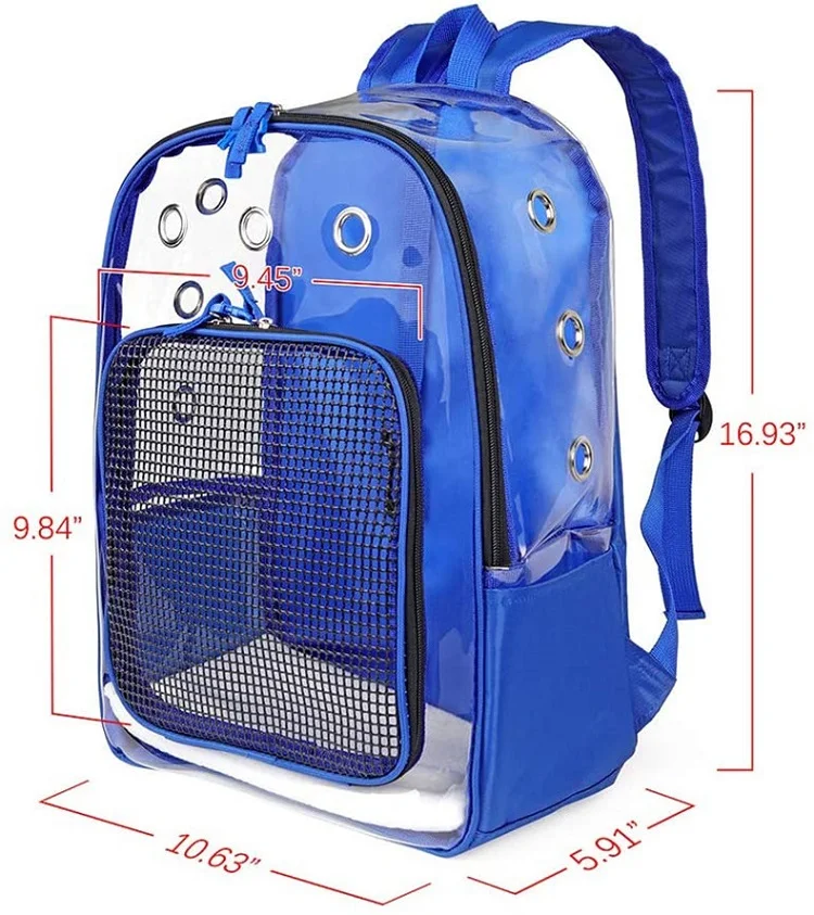 Custom Fashion Multifunctional Transparent PVC Pet Travel Carrier Backpack