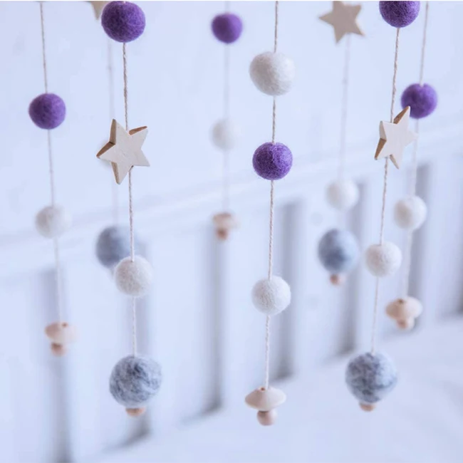 Wholesale custom home decoration felt hanging toy wind bell stars toys