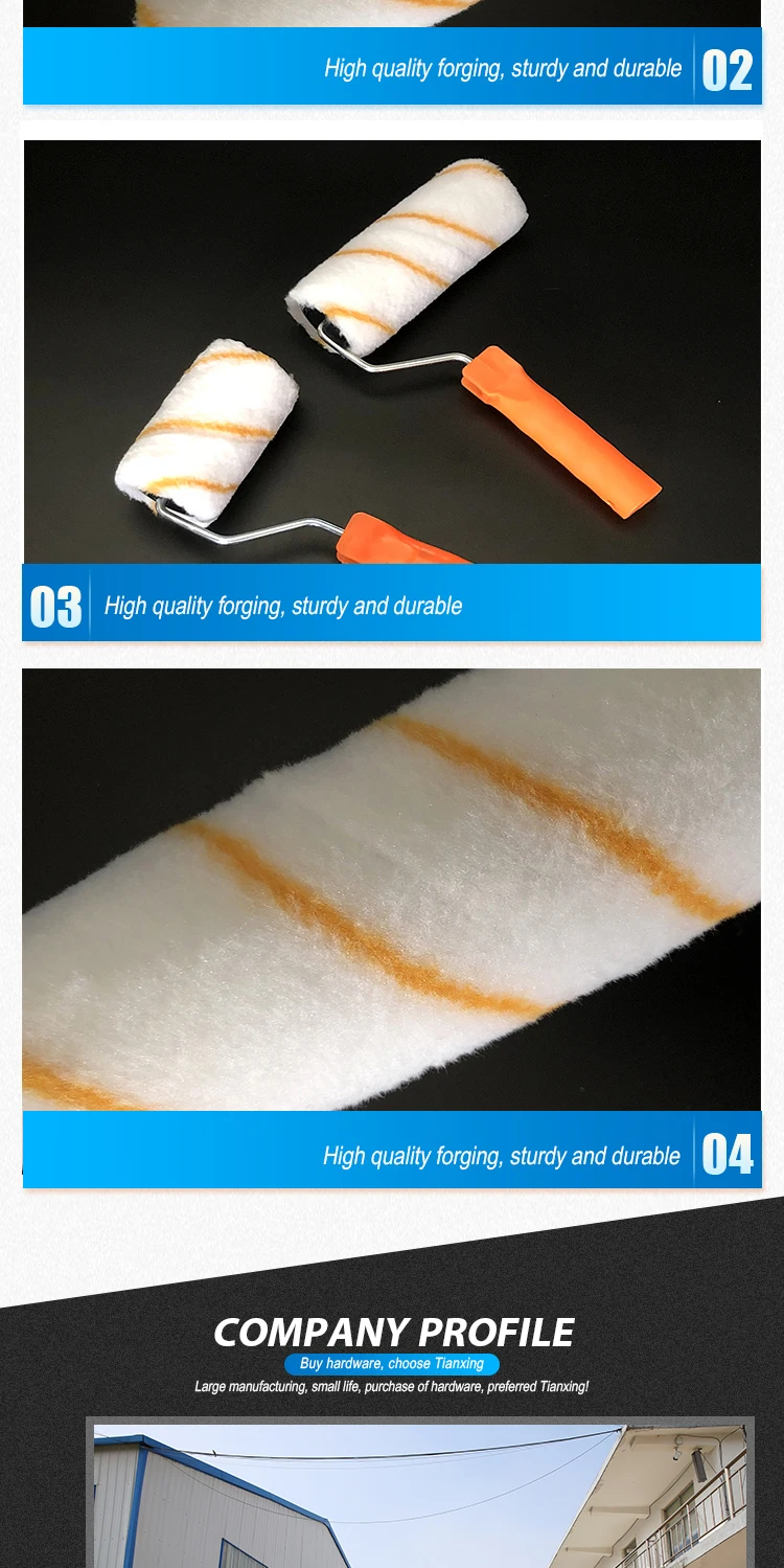 factory direct orange and white polyester Bristle price Industrial paint Roller Brush