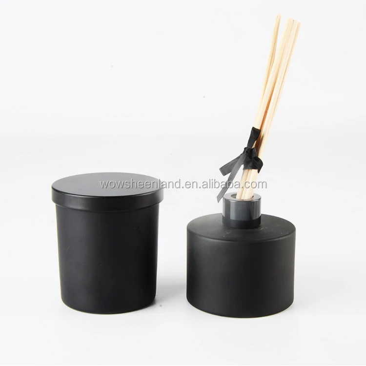 Sheenland Matte Black Glass Candle Container With Lid 300 ml Glass Jar For Candle Making From Xuzhou