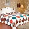 Stripe black and white polyester knitted printed flannel fleece binding blanket