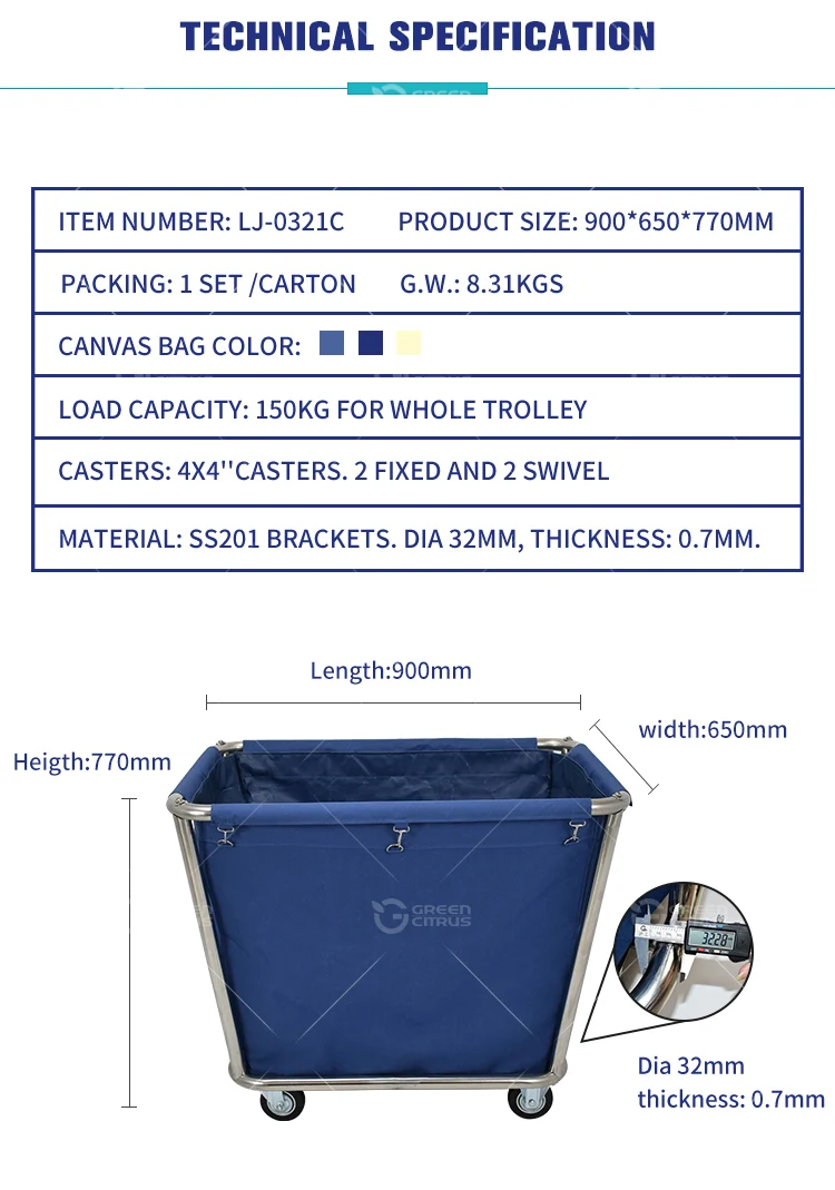 Laundry Cart On Wheels Heavy Duty Hotel Laundry Hamper Easyassemble