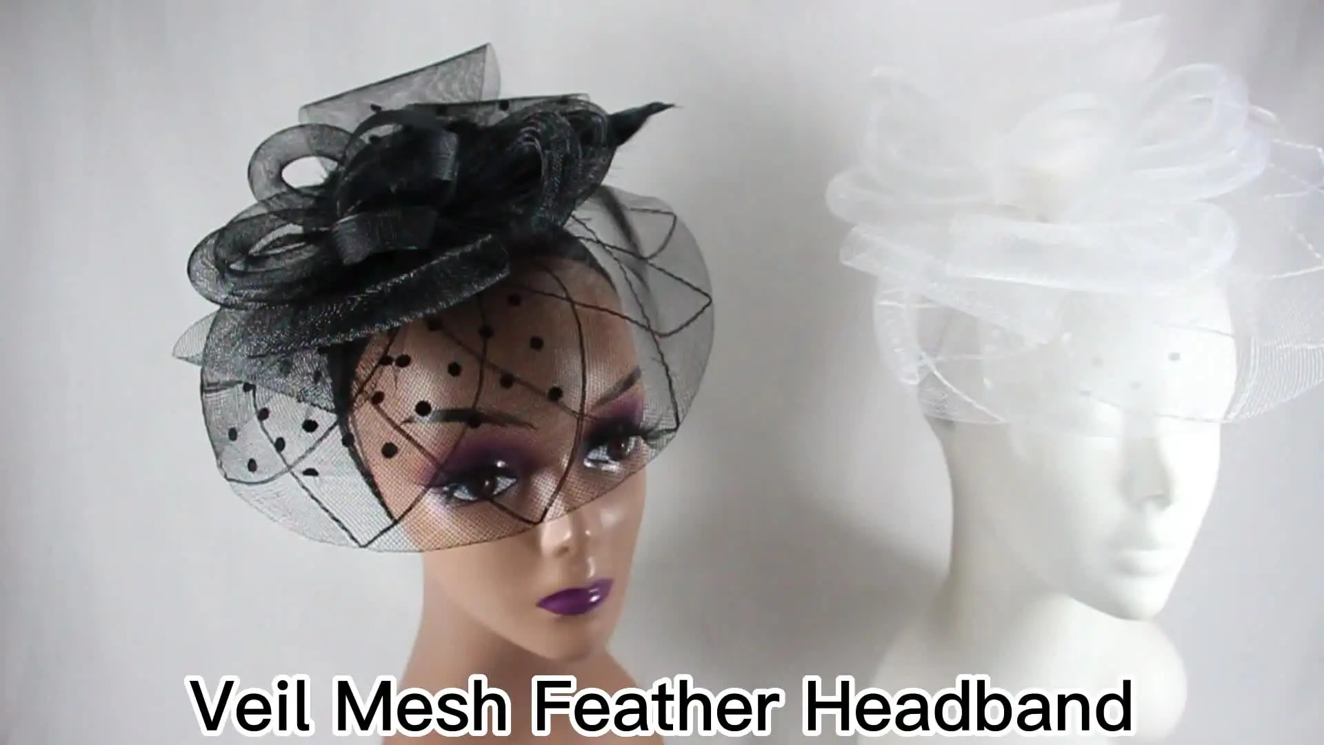 1225 Fascinators Hat For Women Tea Party Veil Mesh Headband Feather Fascinators Hat for Women Tea Party Headband Wedding Flower  main image 3