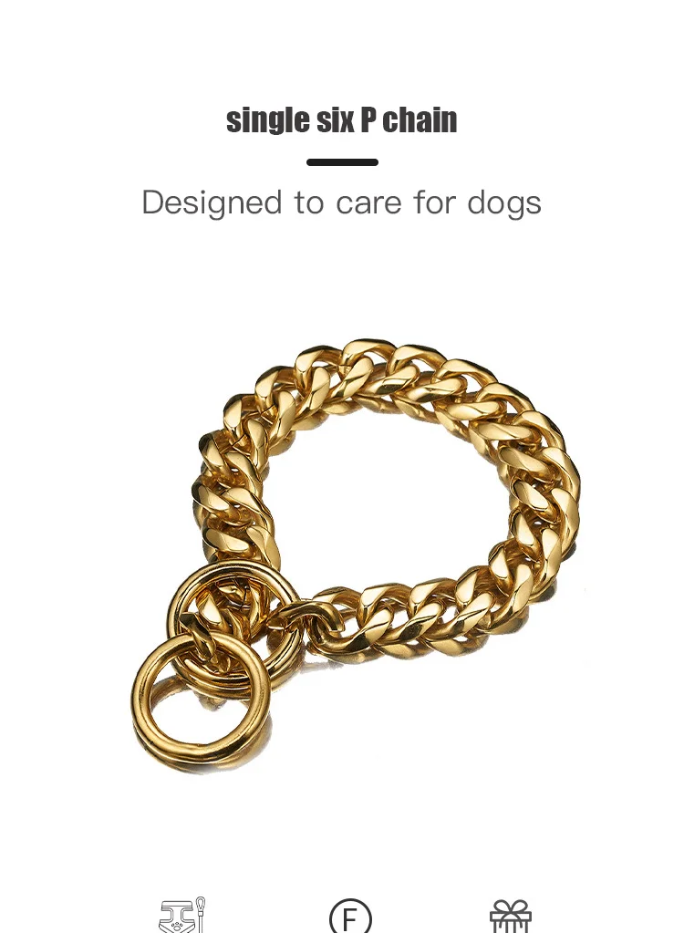Heavy Gold Dog Chain Collar Stainless Steel Pet Collar Training Choke