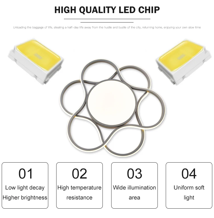 New design modern flower decoration surface mounted dimmable led ceiling lamp