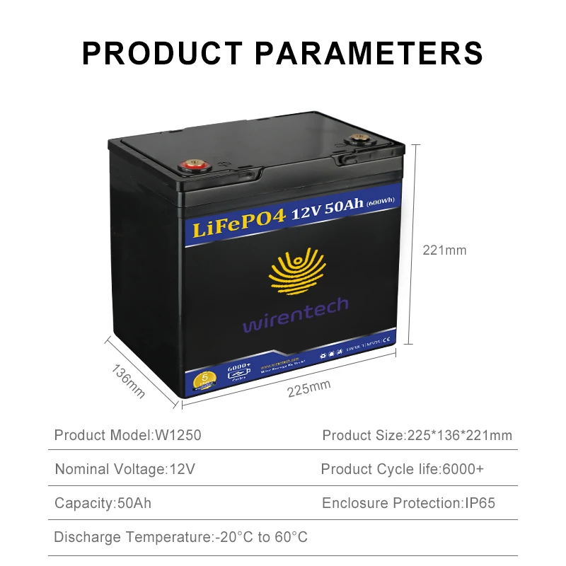 High Capacity Lifepo4 Lithium Battery 12v 50ah Rechargeable Lithium ...