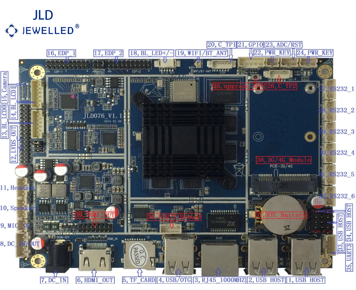 Quad Core Rk3288 Android Tablet Motherboard