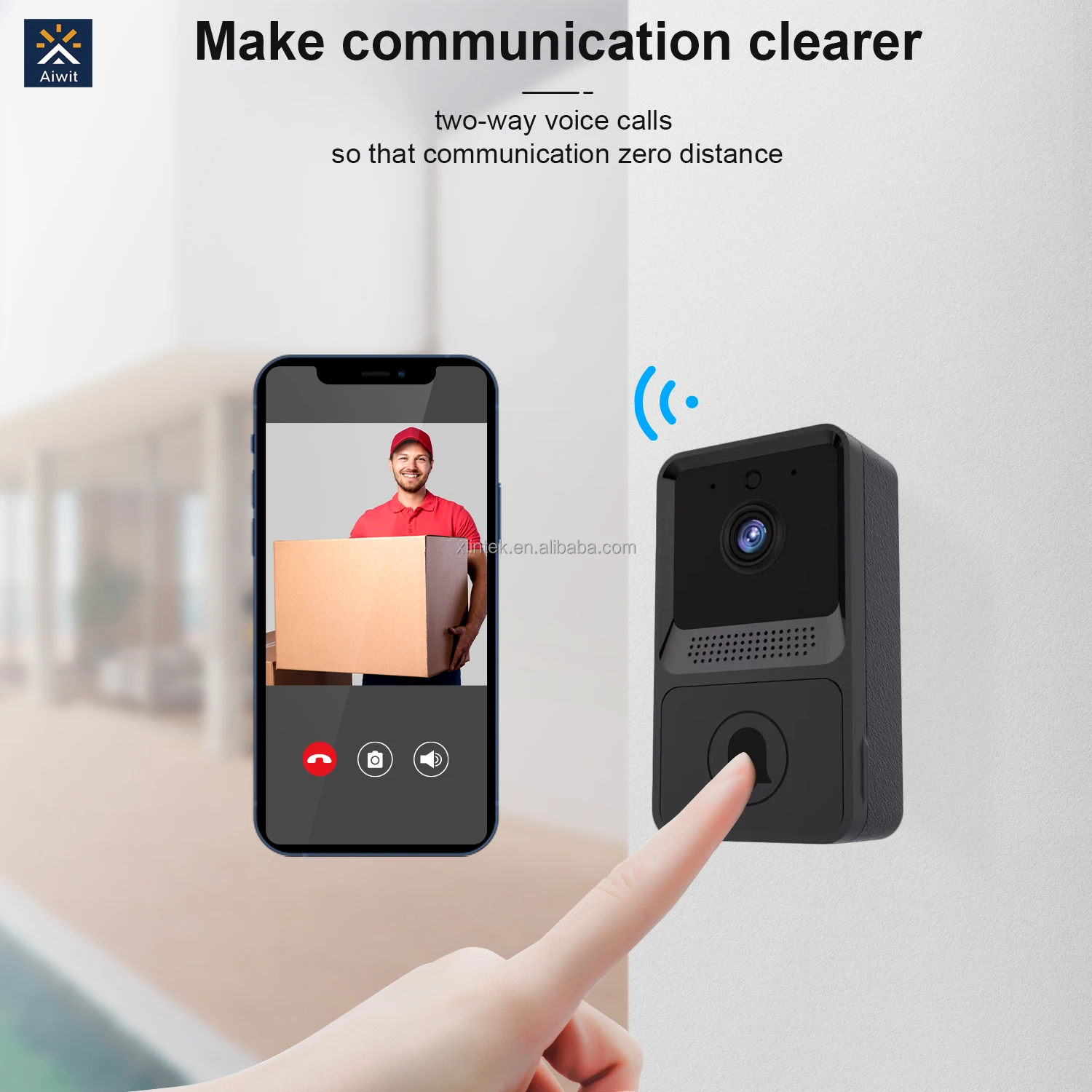 Aiwit 480p Mini Video Doorbell Smart Cloud Storage Wireless Wifi