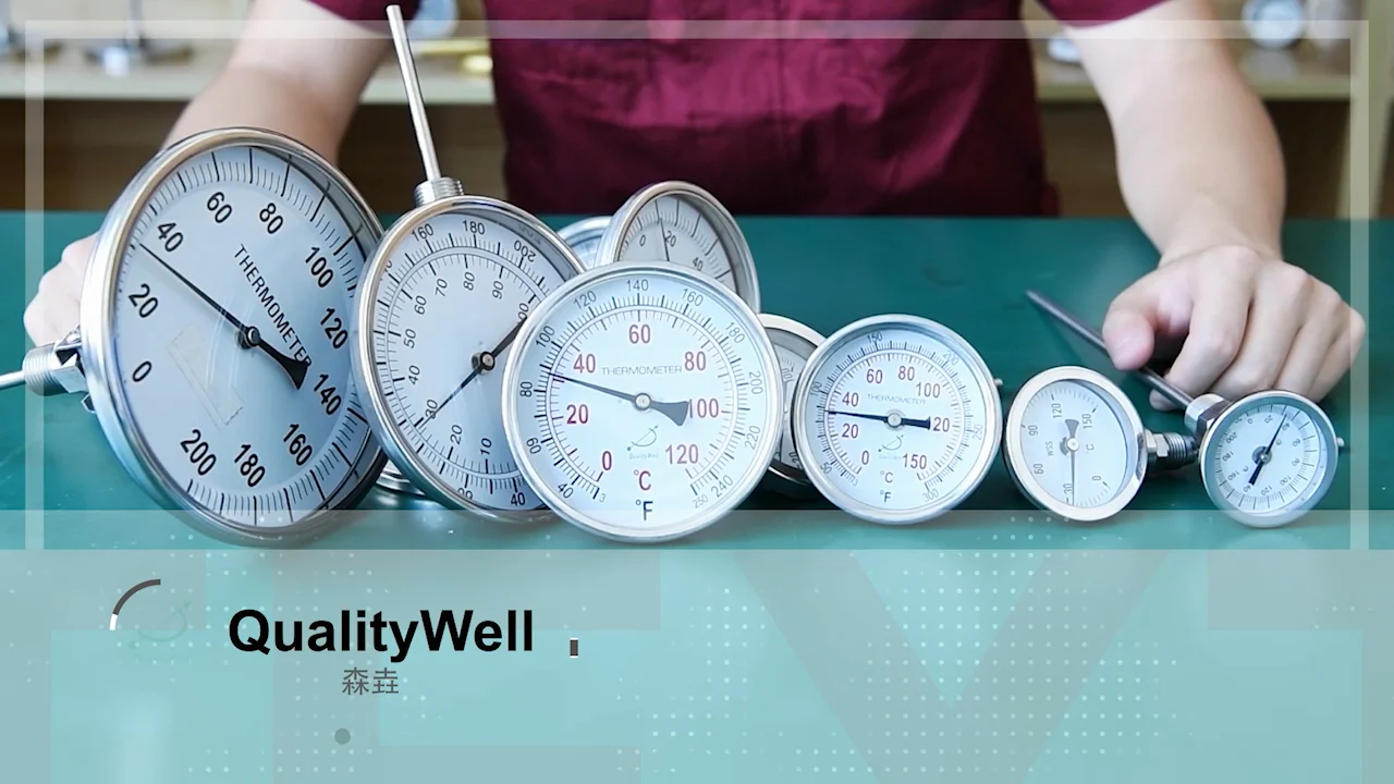 Side Mounting Bimetal Thermometers With Thermowell And Resetable