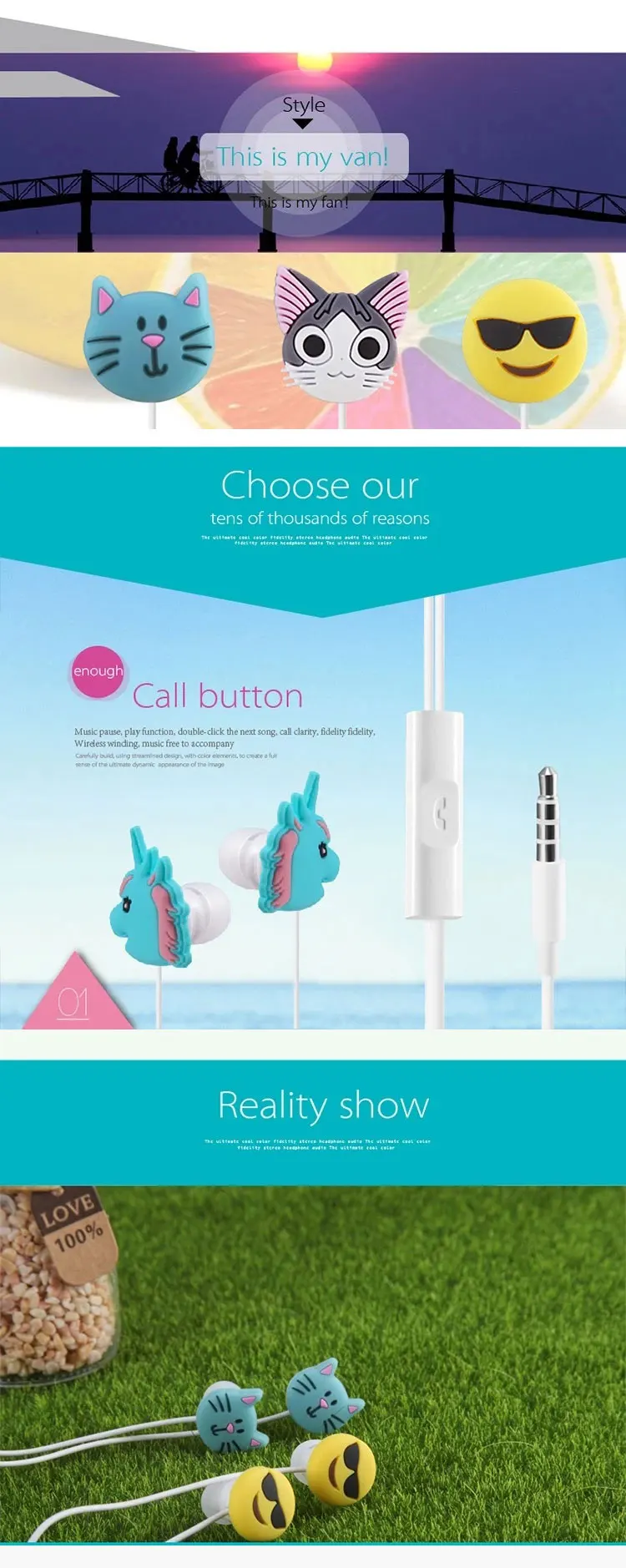 Europe standard high quality cartoon PVC customized logo earphone for promotion with box packing - ANKUX.COM