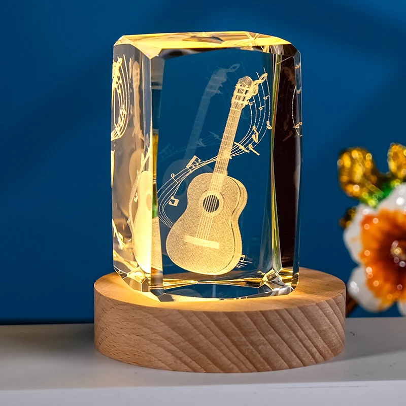 Wholesale  3D laser crystal cube Crystal Guitar Music Festival Souvenir Gifts details