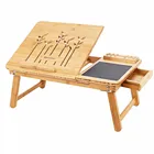 SONGMICS Portable Folding Adjustable Writing Bamboo Bed Breakfast Tray Table Laptop Desk Computer Table