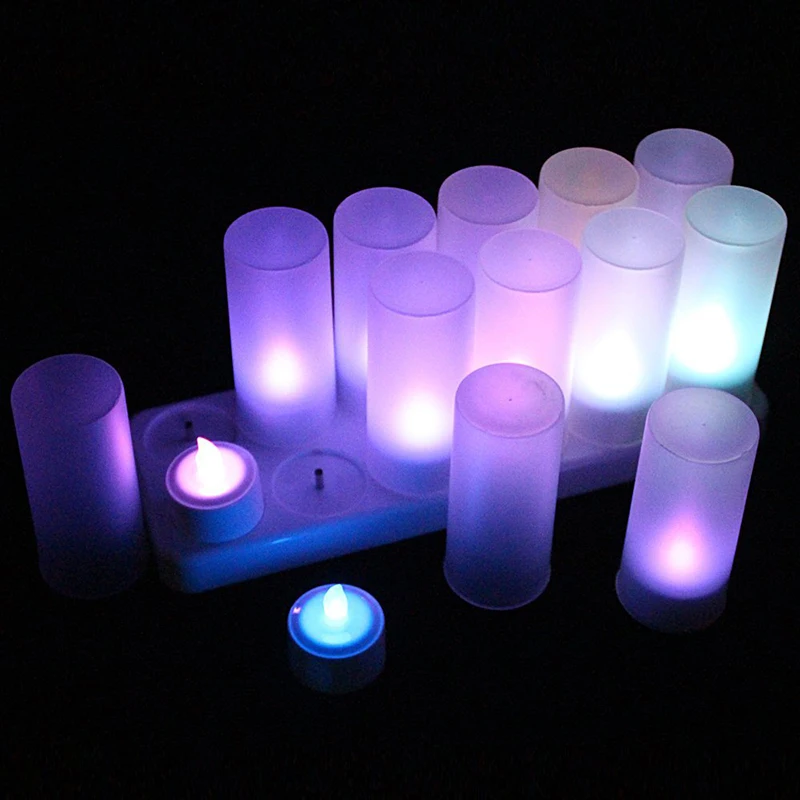 Rechargeable Flameless Multi-Color Changing LED Tea Candle Light with remote control