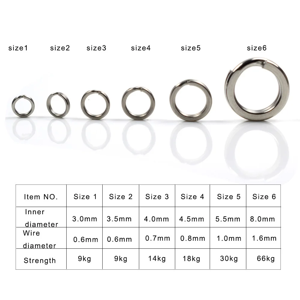 Stainless Steel Fishing Split O Rings Flat Fishing Swivel Knot Lure