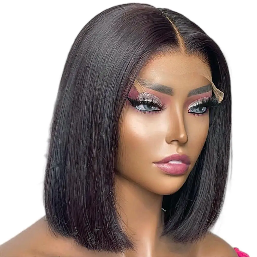 Fashion Party Graduation Ceremony Black Bob Straight Lace Front Wig