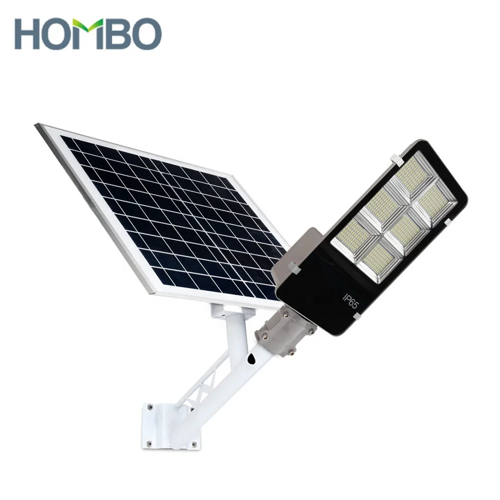 HOMBO best solar powered panel/sensor/controller/timer switch/lithium battery 100 watt led lamp solar light street