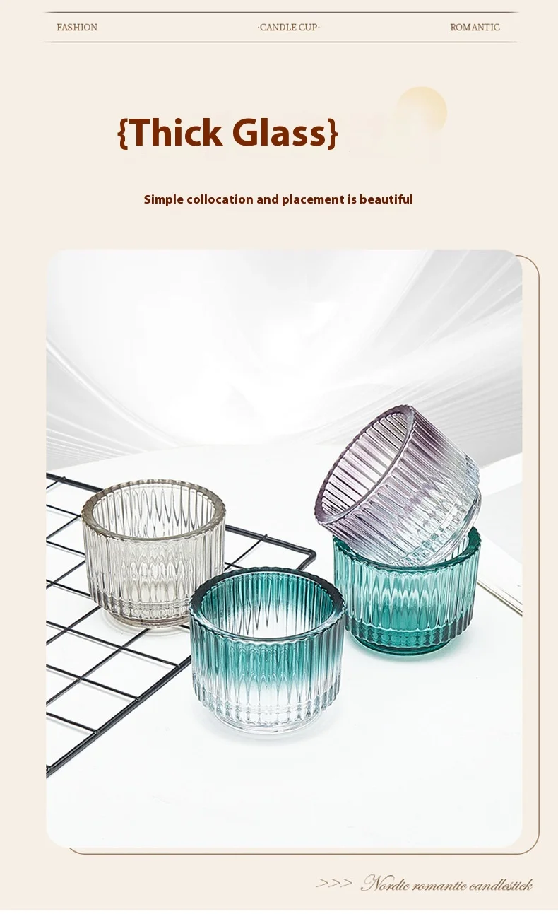 product cylindrical colored glass candle jar luxurious striped empty candle jars-4