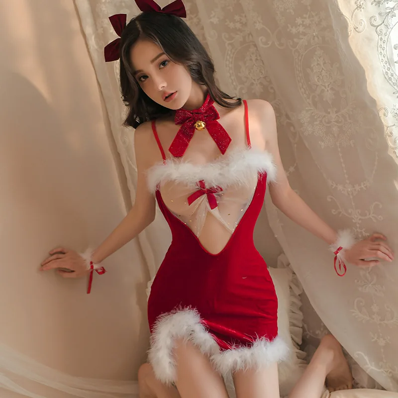 Wholesale New Christmas Lingerie Sexy Santa Costume for Women Lace Babydoll  Chemise