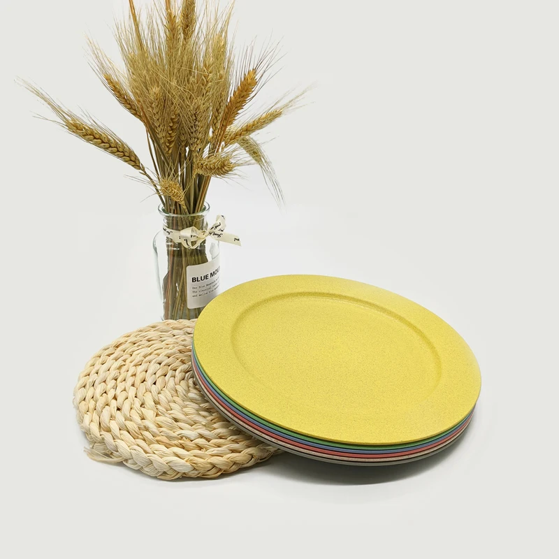 10inch Wheat Straw Plate Degradable Flat Plate Suitable For Restaurant