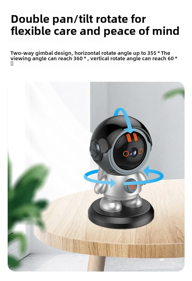 Cloudbirds V360pro 3MP Cartoon IP Camera Wide Angle Dual Rotation 360*60 Ptz Sensor One Click Call Track Cloud Data Cute Robot