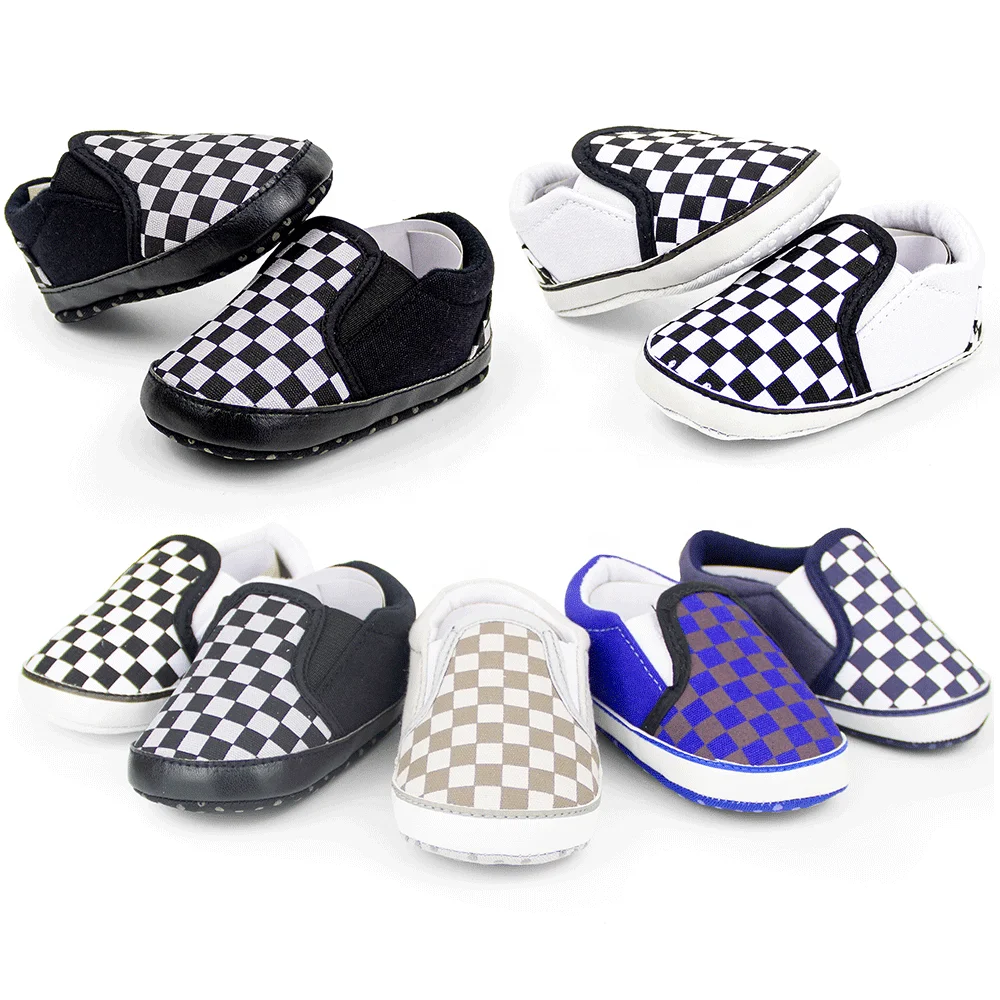 
Soft sole canvas baby sneakers classical plaid newborn baby shoes 