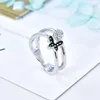 925 sterling silver 3A cubic zirconia rhodium plating pave setting girls cute fashion butterfly ring