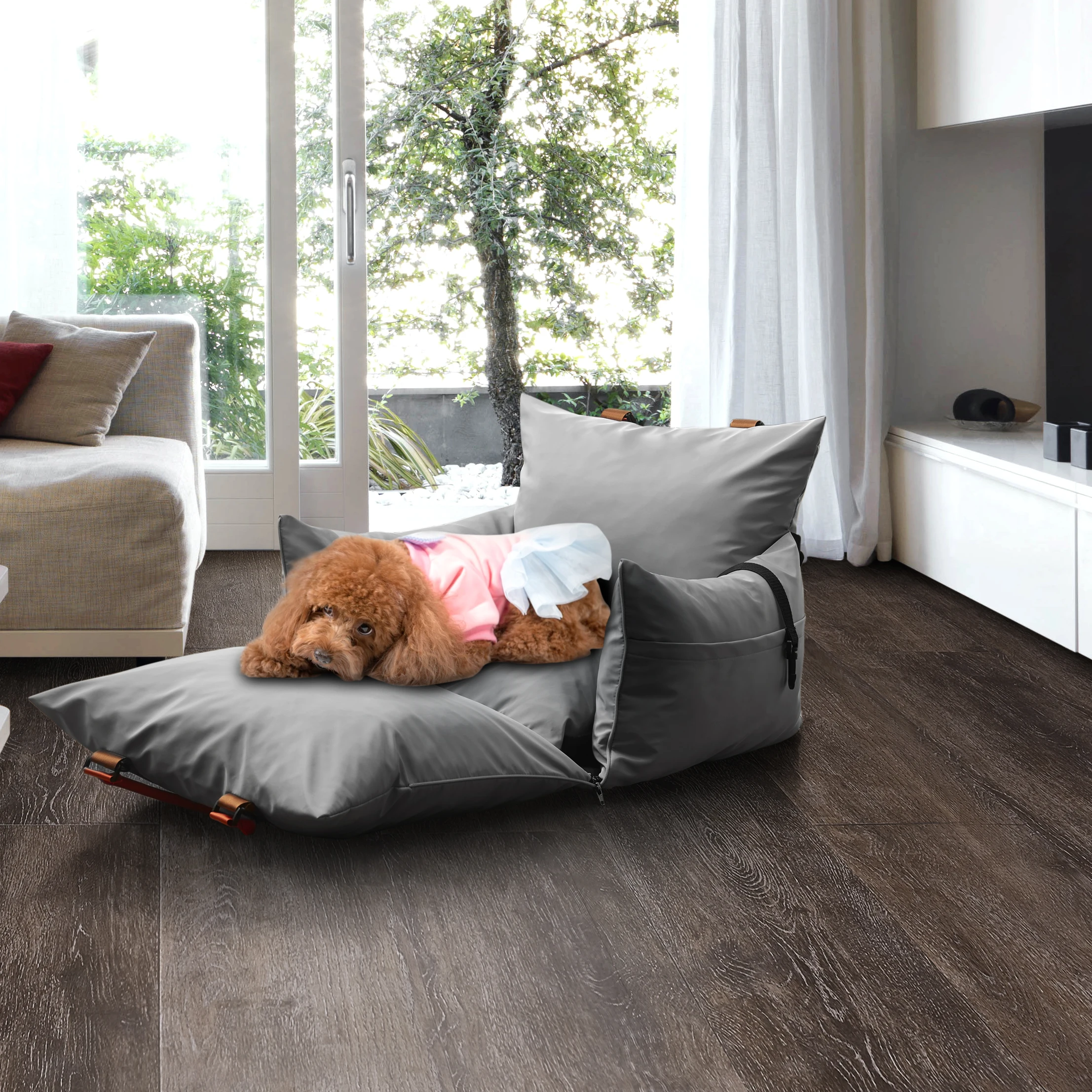 Multifunction Dog Car Seat Travel Dog Bed With Safe Belt And Dog Leash