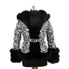 New Style Women's Winter Leopard Spots Real Fox Fur Down Jacket
