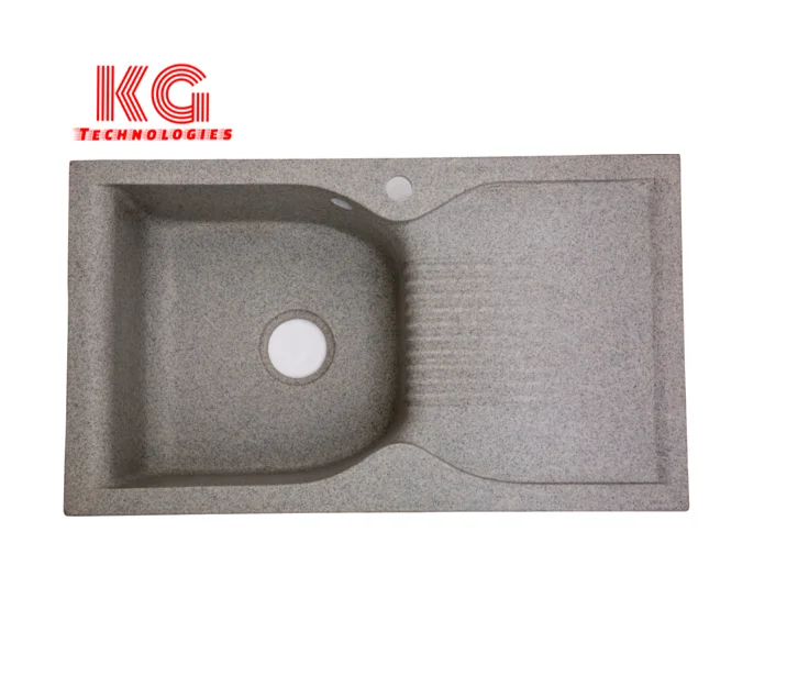 Sanitary ware kitchen use quartz stone kitchen sink single bowl with drainboard